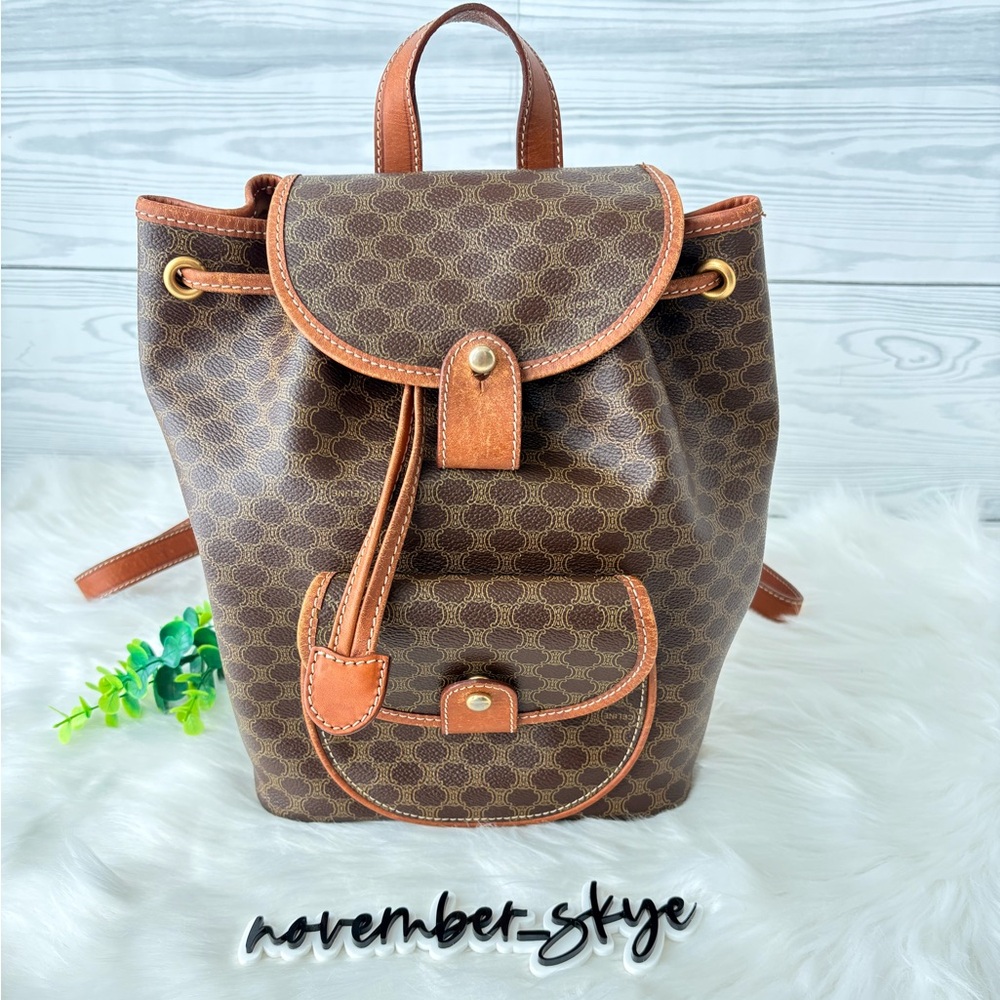 Celine‎ Vintage Macadam PVC Leather & Canvas Backpack with COA